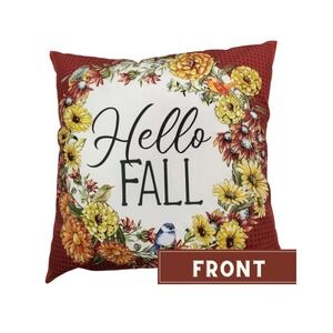 NWT 18 x 18 Hello Fall Country Throw Accent Pillow VIRAH BELLA Bohemian Shabby